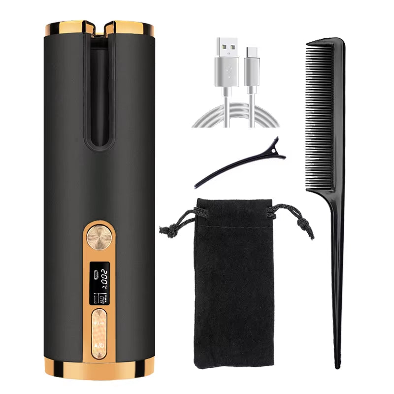 Cordless Curler, 6 Automatic Curlers with Adjustable Temperature, Automatic Rotating Ceramic Bucket Curler for Quick Heating