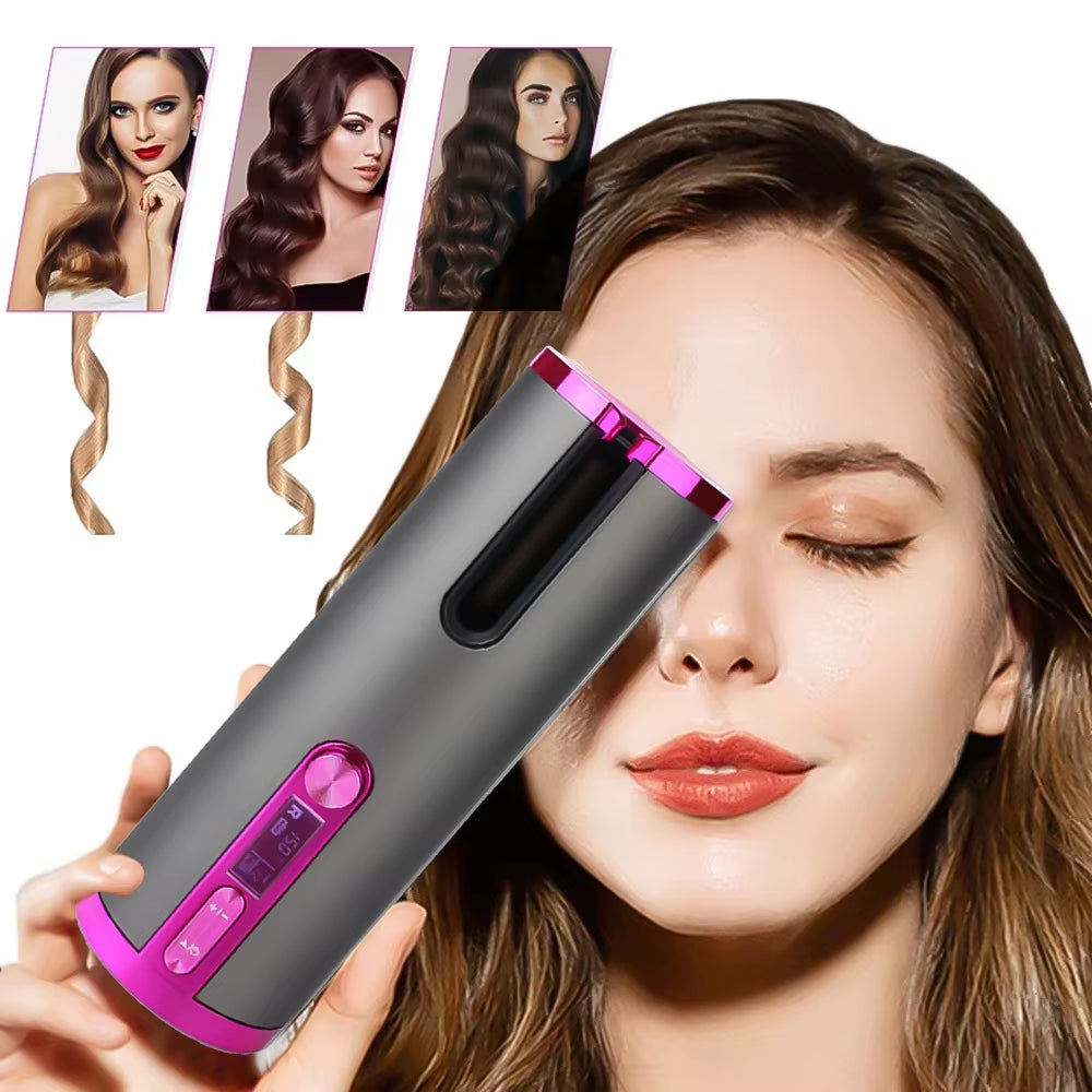 Cordless Curler, 6 Automatic Curlers with Adjustable Temperature, Automatic Rotating Ceramic Bucket Curler for Quick Heating