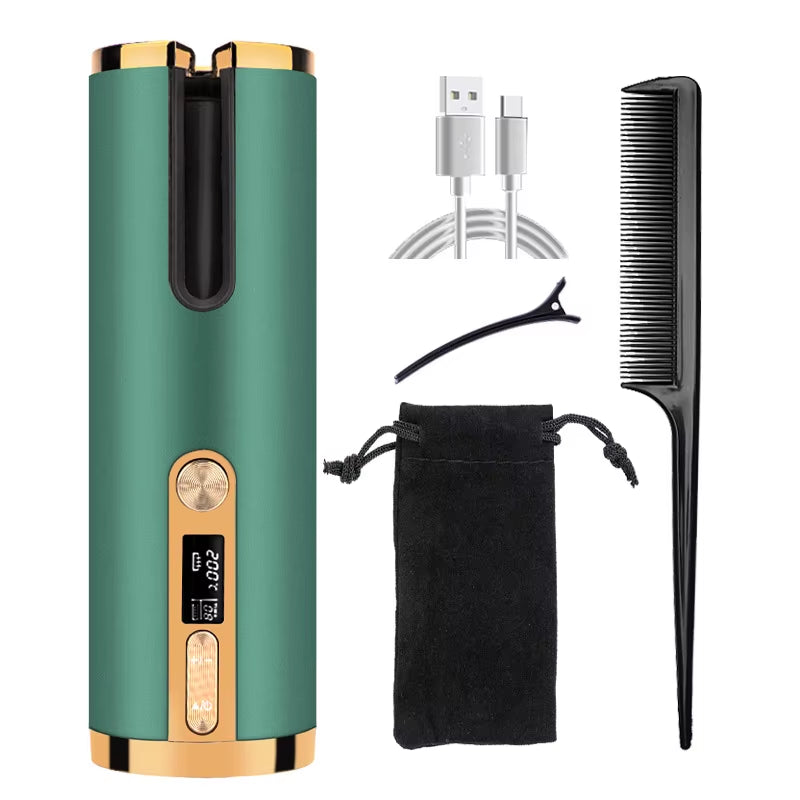 Cordless Curler, 6 Automatic Curlers with Adjustable Temperature, Automatic Rotating Ceramic Bucket Curler for Quick Heating