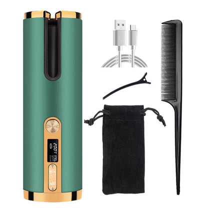 Cordless Curler, 6 Automatic Curlers with Adjustable Temperature, Automatic Rotating Ceramic Bucket Curler for Quick Heating