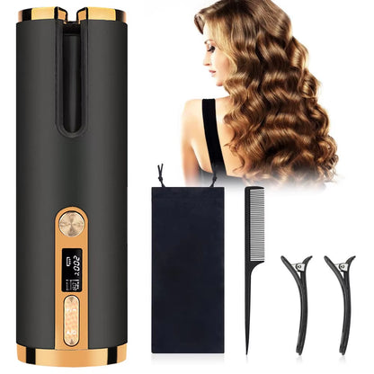 Cordless Curler, 6 Automatic Curlers with Adjustable Temperature, Automatic Rotating Ceramic Bucket Curler for Quick Heating