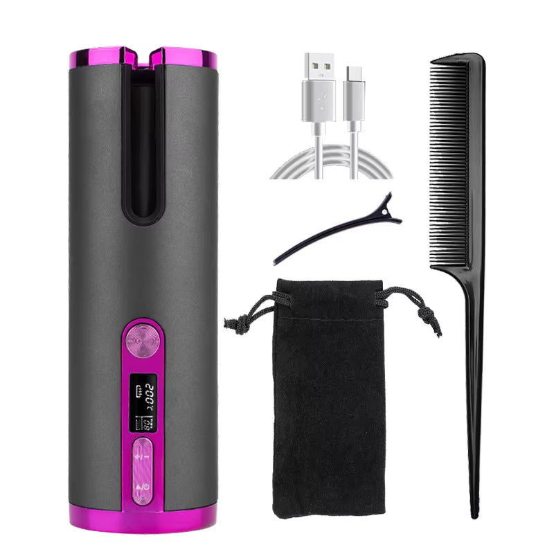 Cordless Curler, 6 Automatic Curlers with Adjustable Temperature, Automatic Rotating Ceramic Bucket Curler for Quick Heating